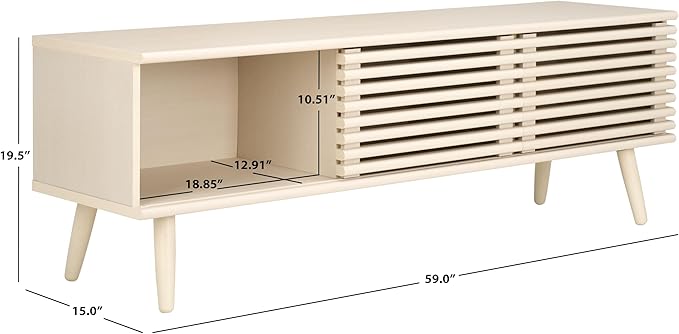SAFAVIEH Averi TV Stand for up to 65" Flatscreen – White Wash, 2 Sliding Doors - Image 2