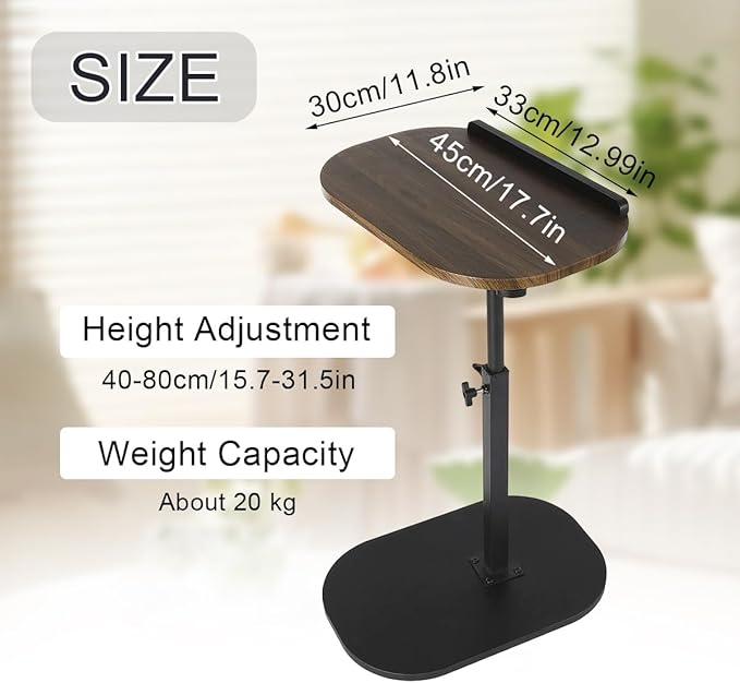 Comeon C-Shaped Tv Tray Pedestal Side Table, End Table Adjustable Height in - Image 2