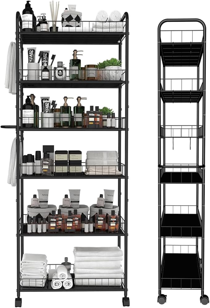 6 Tier 10in Slim Rolling Storage Cart by Seadasyoon