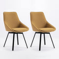 Dining Chairs Set of 2 Yellow Living Room Chairs Fabric Upholstered Kitchen by DYCHILHOME