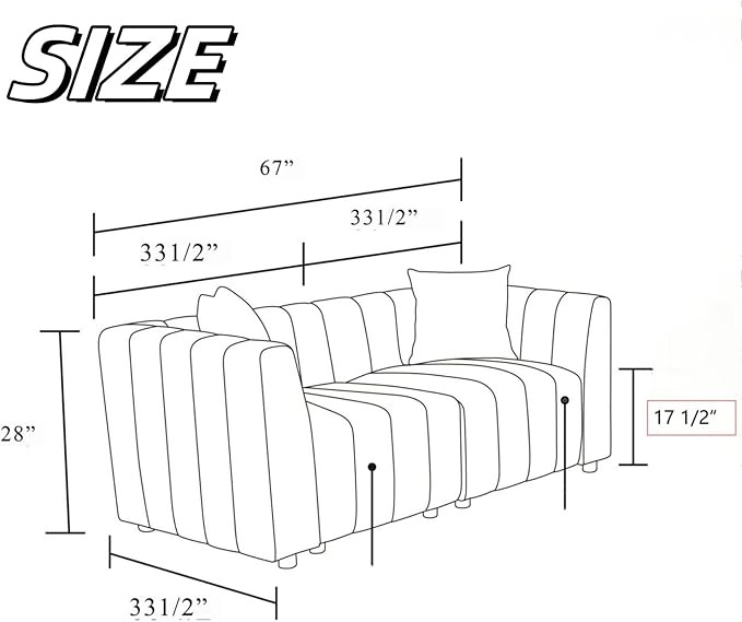 Loveseat Sofa, 67″ Comfy Cloud Couch - Image 2