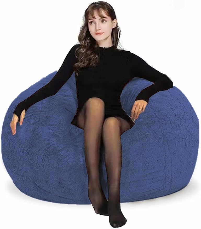 Bean Bag Chair for Adults Kids Without Filling Comfy Fluffy Round Beanbag Couch by FunnyFurnitureforYourHous