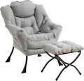 Lazy Chair with Ottoman, Modern Chair with Folding Footrest, Lounge Accent Chair by Furlide
