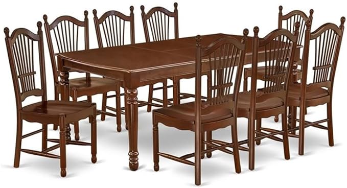 East West Furniture DODO9-MAH-W 9 Piece Dining Set Includes a Rectangle Dining by EastWestFurniture