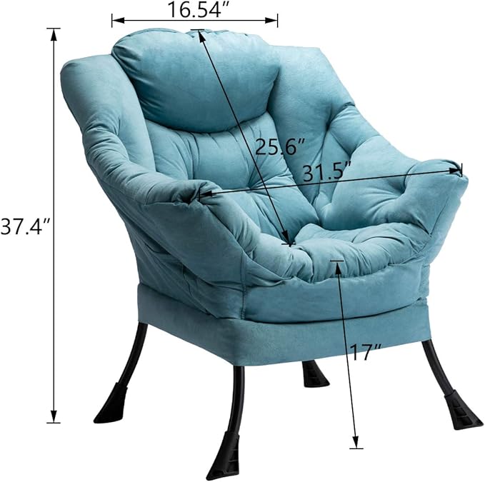 HollyHOME Fabric Large Lazy Chair, Accent Reading Chair, Cozy Lounge Chair - Image 3