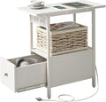 LIDYUK End Table with Charging Station, Narrow Side Table with Drawer and USB by LIDYUK