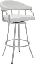 Armen Living Valerie Modern 26" Seat Height White Faux Leather and Brushed by ArmenLiving