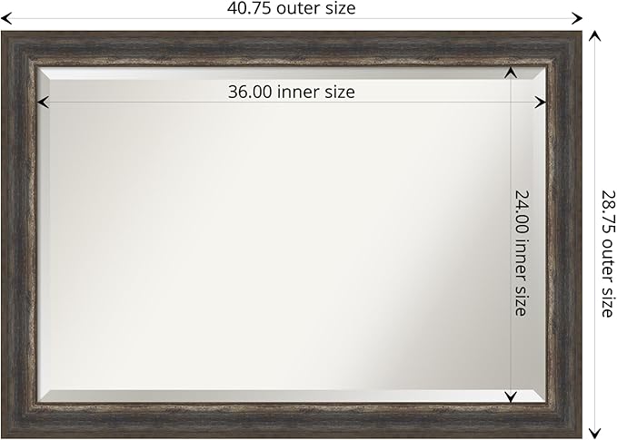 Amanti Art Brown Wall Mirror 29x41 Alta Rustic Char Rectangle Bathroom Mirror - Image 4