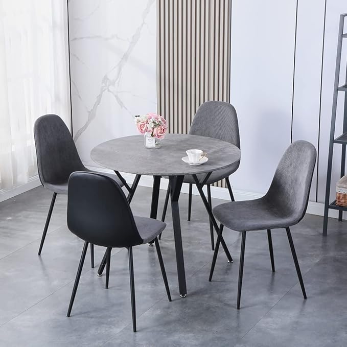 Round Dining Table with Metal Legs, 35.5 in Modern Kitchen Table Dining Room - Image 4