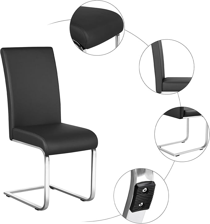 Yaheetech Dining Chairs Set of 2 Modern Faux Leather Upholstered Dining Room - Image 6