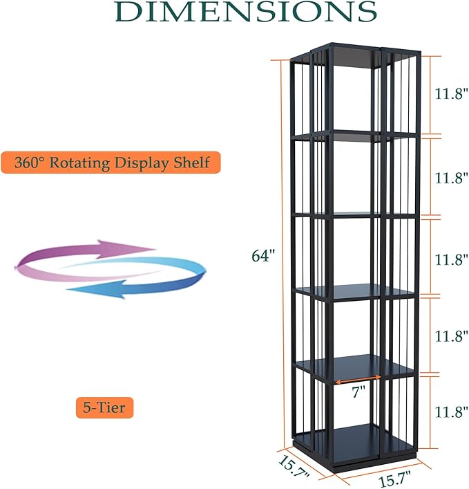 Square Rotating Bookshelf Tower - Image 2