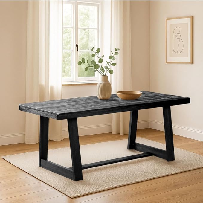 Plank+Beam 72 Inch Farmhouse Dining Table, Solid Wood Rustic Kitchen Table - Image 4