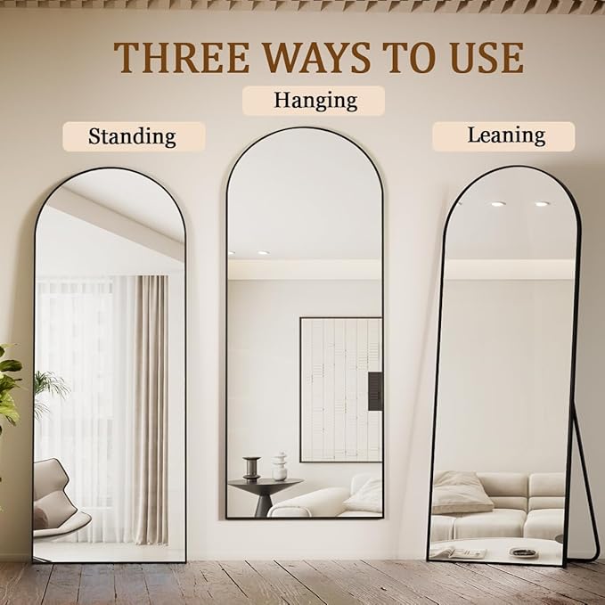 Koonmi Arched Full Length Mirror, Standing Hanging or Leaning Full Body Mirror - Image 3