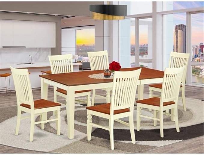East West Furniture QUWE7-BMK-W 7 Piece Modern Dining Table Set Consist of a - Image 2