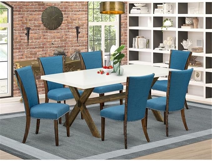 East West Furniture X727VE721-7 7 Piece Dining Room Table Set Consist of a - Image 2