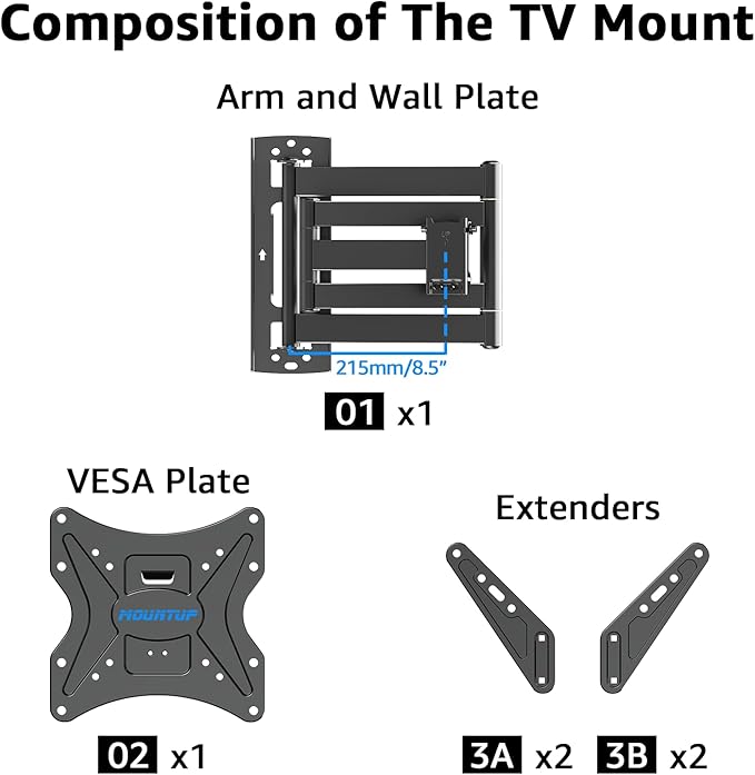 MOUNTUP Corner TV Wall Mount for Most 26-65 Inch TVs, Long Arm TV Mount - Image 8