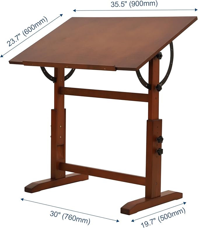 VISWIN Wood Drafting Table for Adults, Solid Pine Wood Artist Desk for Drawing - Image 3