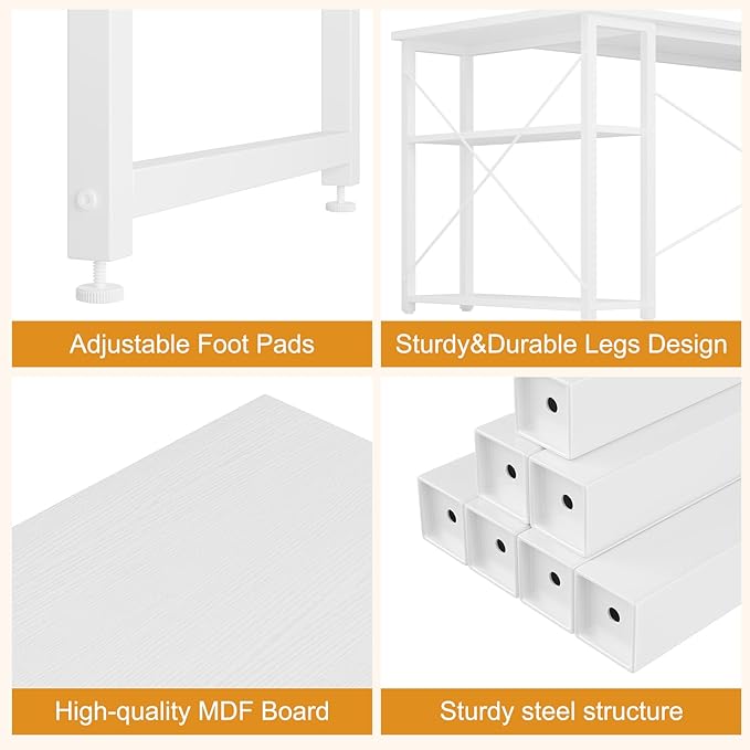 L Shaped Computer Desk with Reversible Shelves, 47 Inch Small Corner Desk with - Image 8