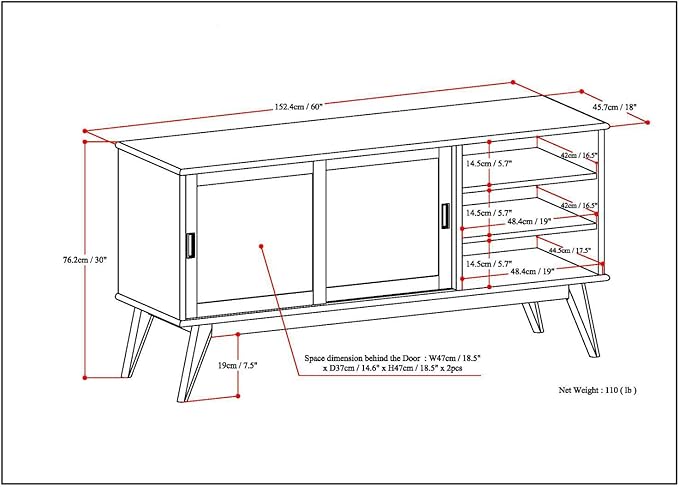 SIMPLIHOME Draper SOLID HARDWOOD 60 Inch Wide Mid Century Modern TV Media Stand - Image 15