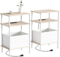 Small Side Table with Charging Station, Slim Nightstand with Outlet, Sofa by Unknown