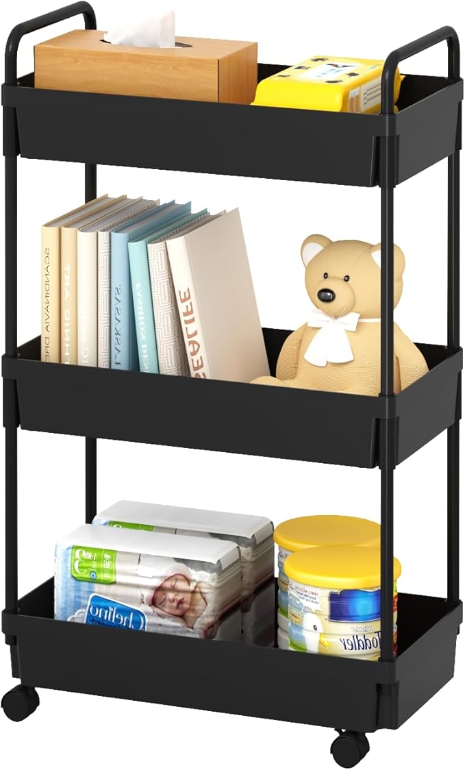 3-Tier Storage Cart，Shelf Organizer Mobile Shelving ，Utility Rolling by Unknown