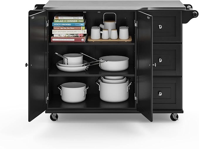 Homestyles Dolly Madison Black Mobile Kitchen Island Cart - Image 2