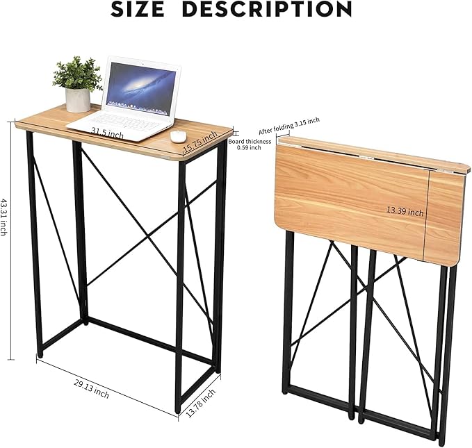 Folding Laptop Computer Desk, Standing Desk, 31in Small Desk - Image 2