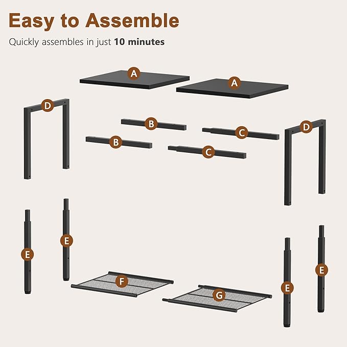 Hoctieon 2 Tier End Table, Sofa Side Table, Narrow Side Table - Image 8