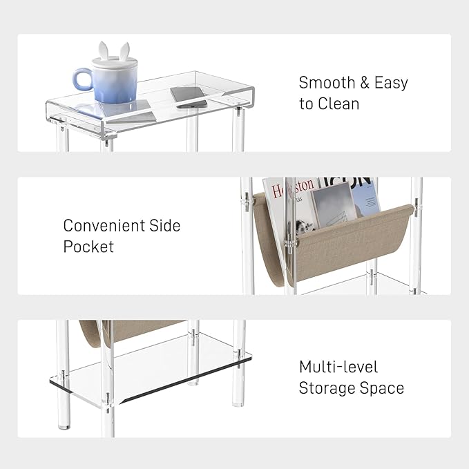 Eglaf Acrylic Narrow Side Table - Image 4