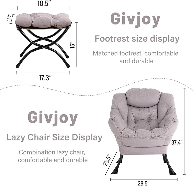 Lazy Chair and Ottoman, Large Accent Lounge Chair - Image 3