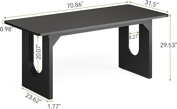LITTLE TREE 70.8-Inch Home Office Desk, Study Writing Work Desk - Image 3