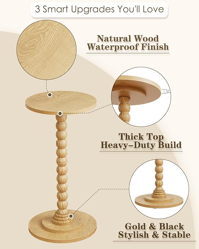 Masupu Round Side Table, Small End Table - Image 4