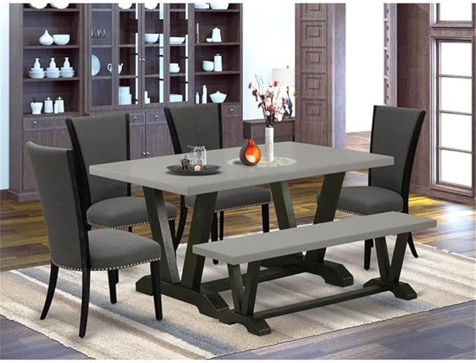 East West Furniture V696VE650-6 6 Piece Dining Set Contains a Rectangle Dining - Image 2