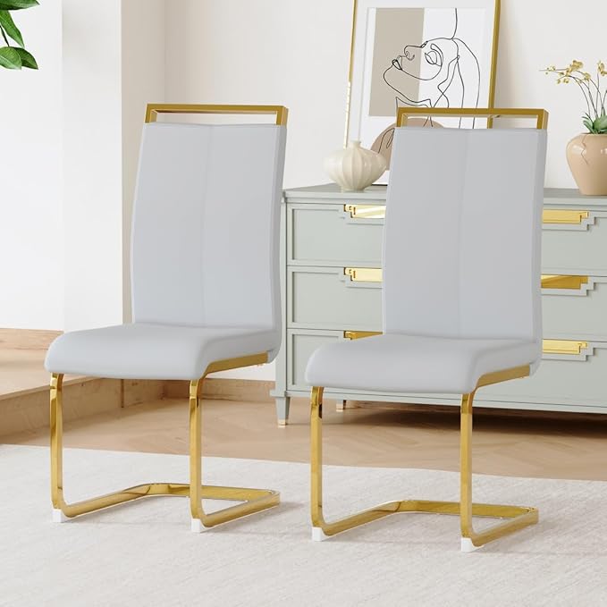 Dining Chairs Set of 2, Faux Leather Dining Chairs by Gopop