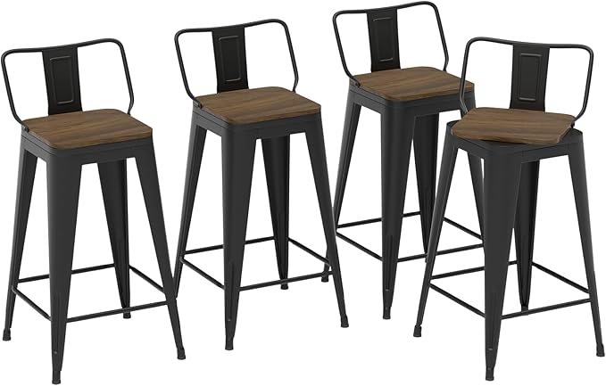 24 Inch Swivel Bar Stools Set of 4, Counter Height Bar Stools - Image 3