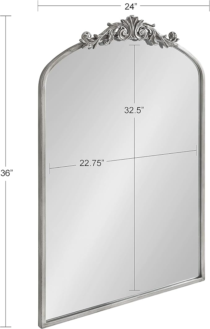 Kate and Laurel Arendahl Traditional Arch Mirror, 24 x 36, Antique Silver - Image 8