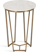 Kate and Laurel Solvay Round Metal and Wood Side Table, Walnut and Antique Brass by KateandLaurel