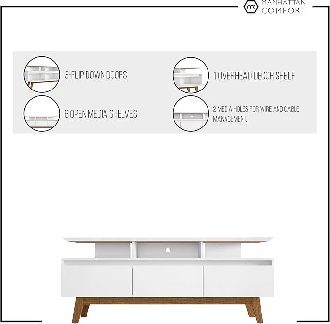 Manhattan Comfort Yonkers 63 Inch Mid Century Modern TV Stand - Image 9