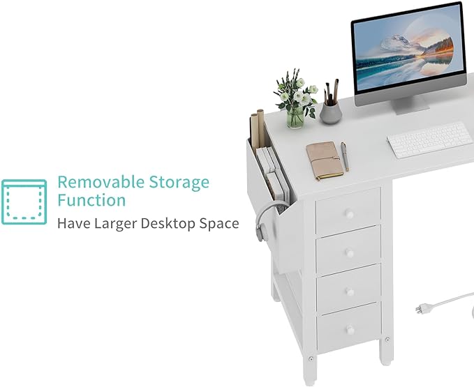 Lufeiya White L Shaped Computer Desk - Image 7