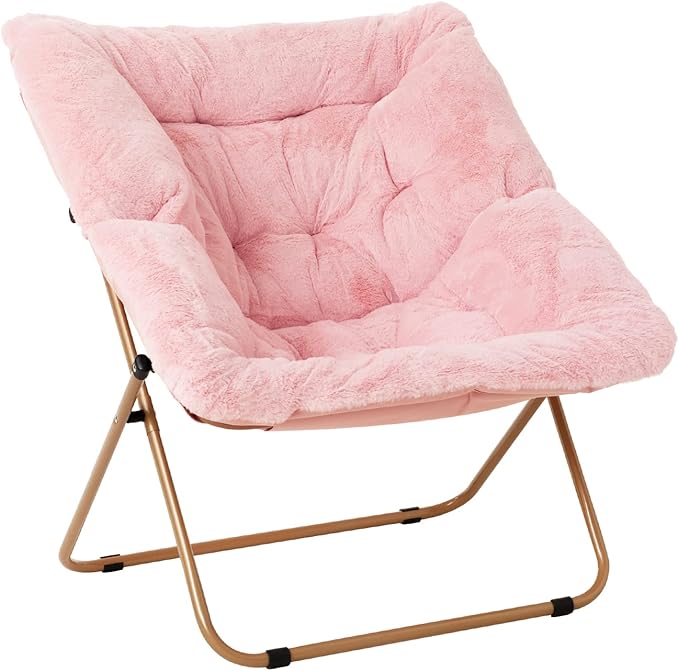 Tiita Comfy Folded Chair, Soft Faux Fur Oversized Folding Accent Chair by TiitaHome