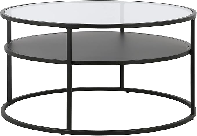 Ada 32" Wide Round Coffee Table in Blackened Bronze - Image 6