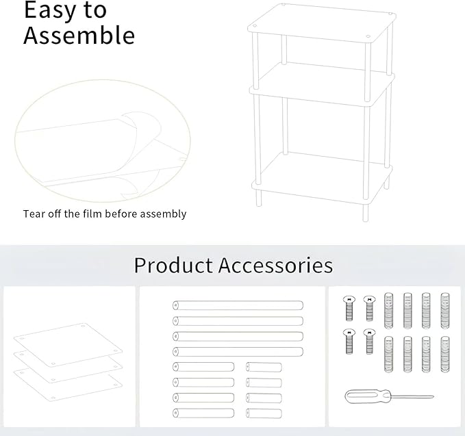 Acrylic Side Tables with 3 Shelve, Bedside Table Clear Nightstand - Image 4