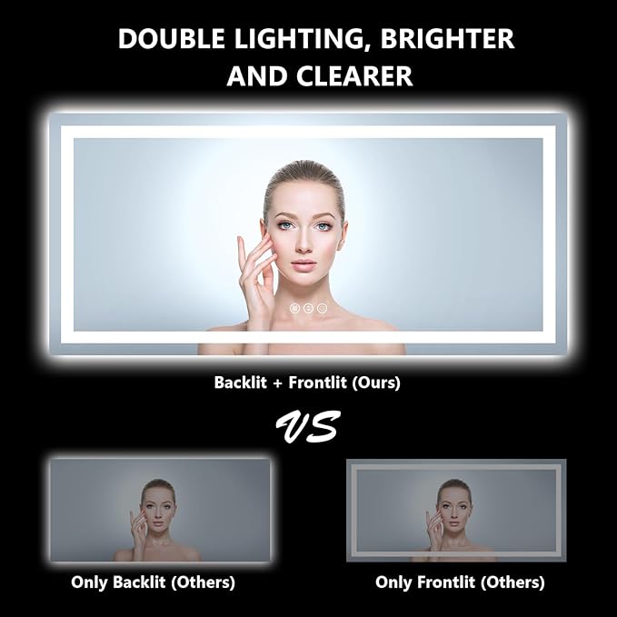 72x36 Inch LED Bathroom Mirror - Image 3