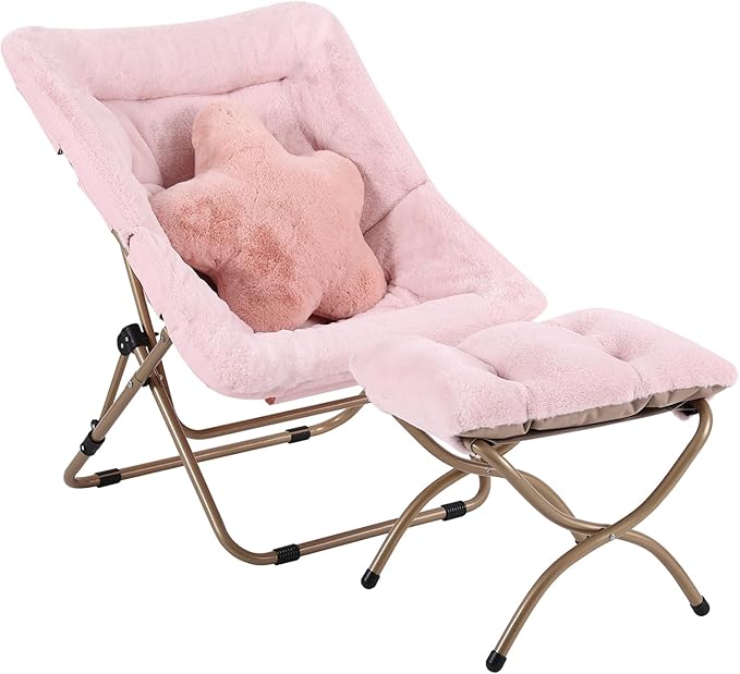 Welnow Comfy Saucer Chair with Ottoman, Oversized Folding Reading Chair - Image 3