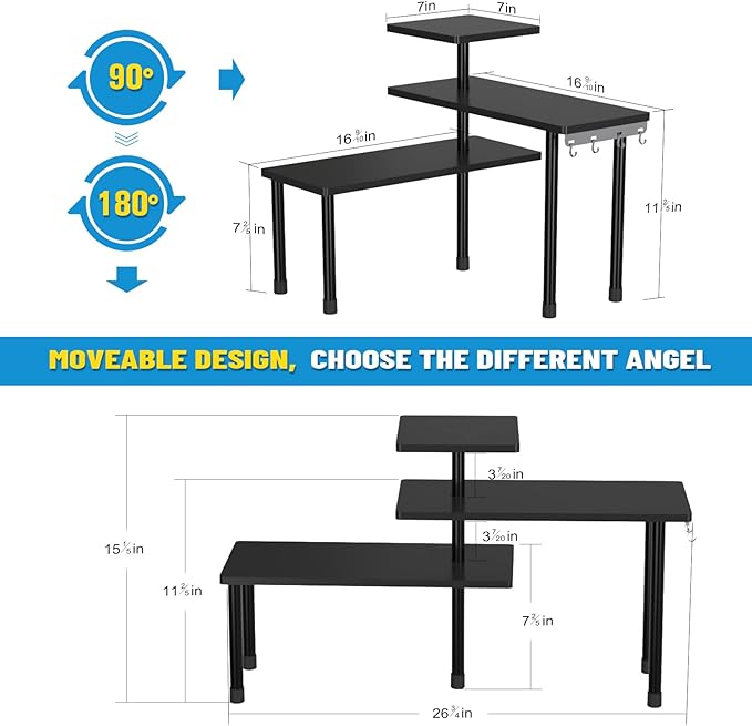 JayRex Countertop Corner Shelf, 3 Tier Shelf Moveable Organizer - Image 2