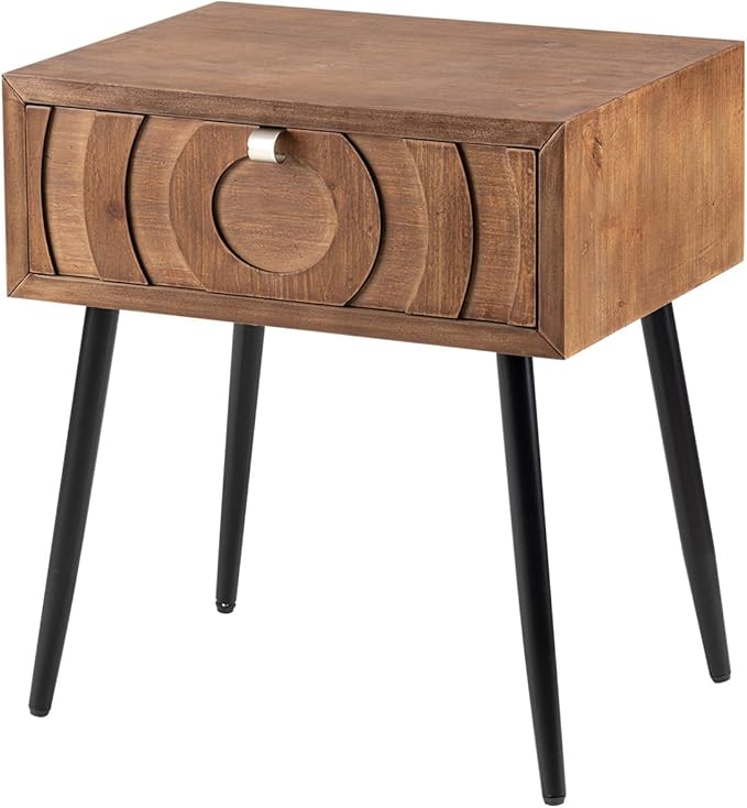 COSIEST End Table, Mid Century Modern Nightstand, Wood Bedside Table, Accent - Image 7