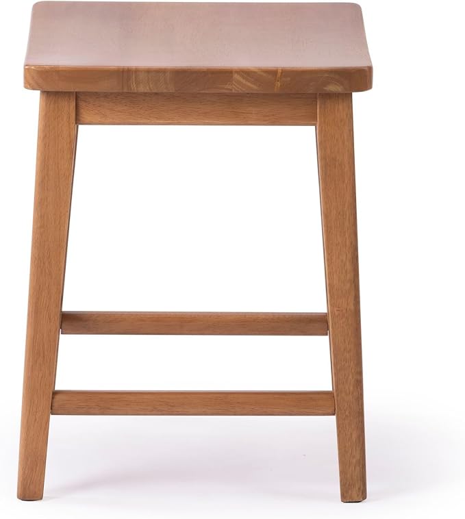 Plank+Beam Smythe Dining Stool, Sturdy Wood Modern Kitchen Stool, Saddle Seat - Image 5