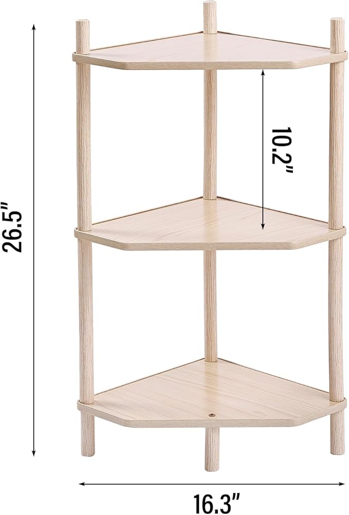LITA Modern Wood Side Table, Triangular Accent End Table Plant Night Stand - Image 3