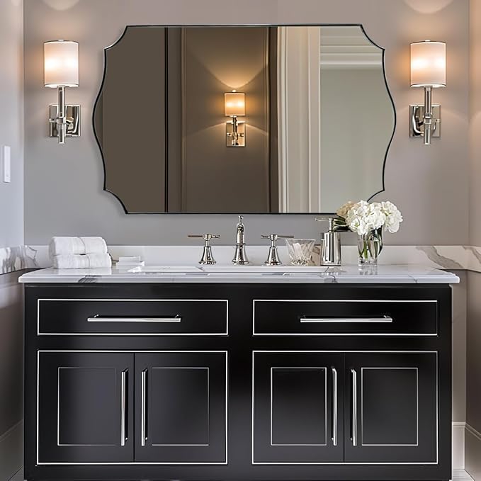 ANDY STAR 30x48 Inch Large Chrome Mirror, Polished Chrome Bathroom Mirror by ANDYSTAR