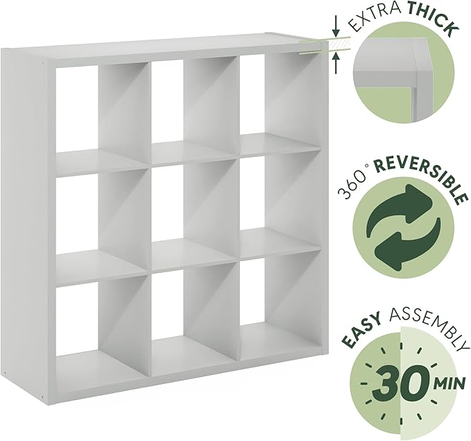 Furinno Cubicle Open Back Decorative Cube Storage Organizer, Light Grey - Image 6